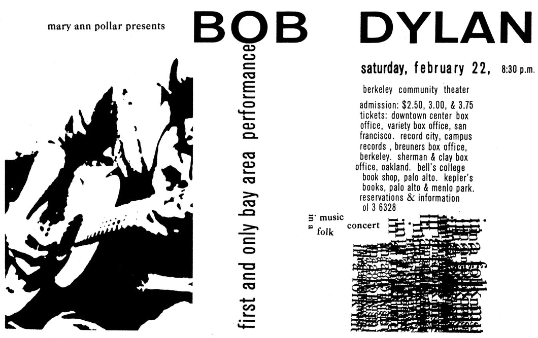 Bob Dylan Berkeley Community Theater 1964 Art Print