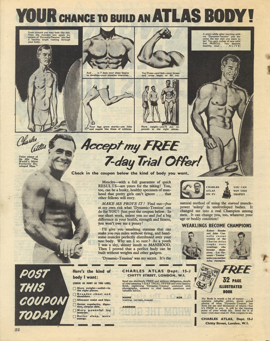 Charles Atlas Advert Art Print