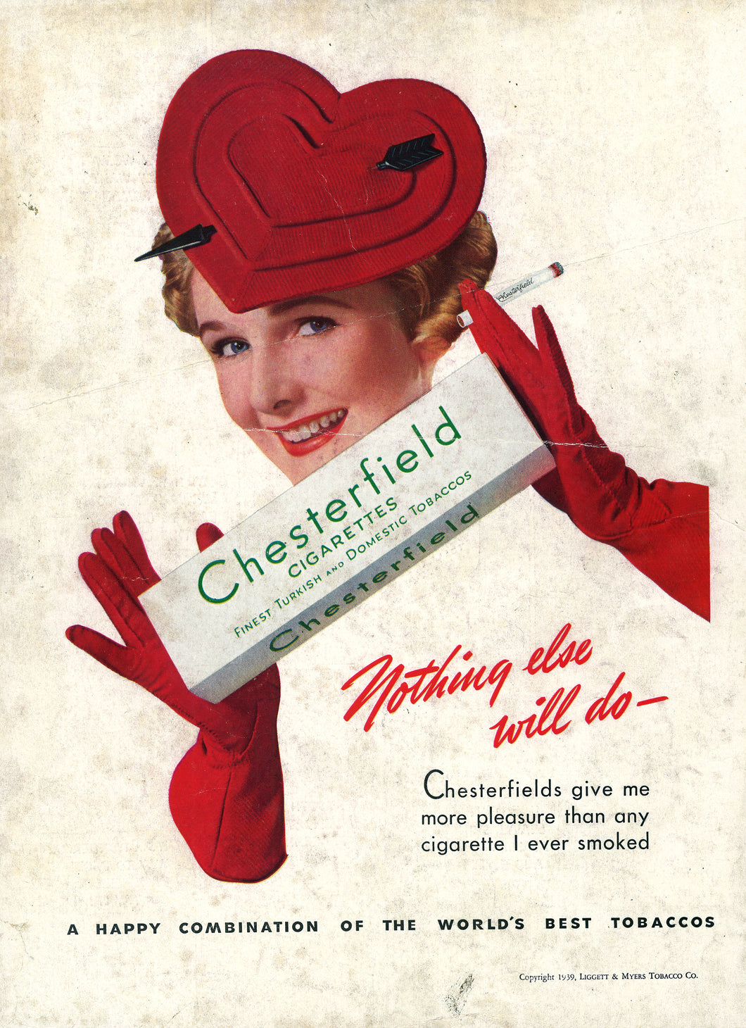 Chesterfield Cigarettes Advert 1939 Art Print