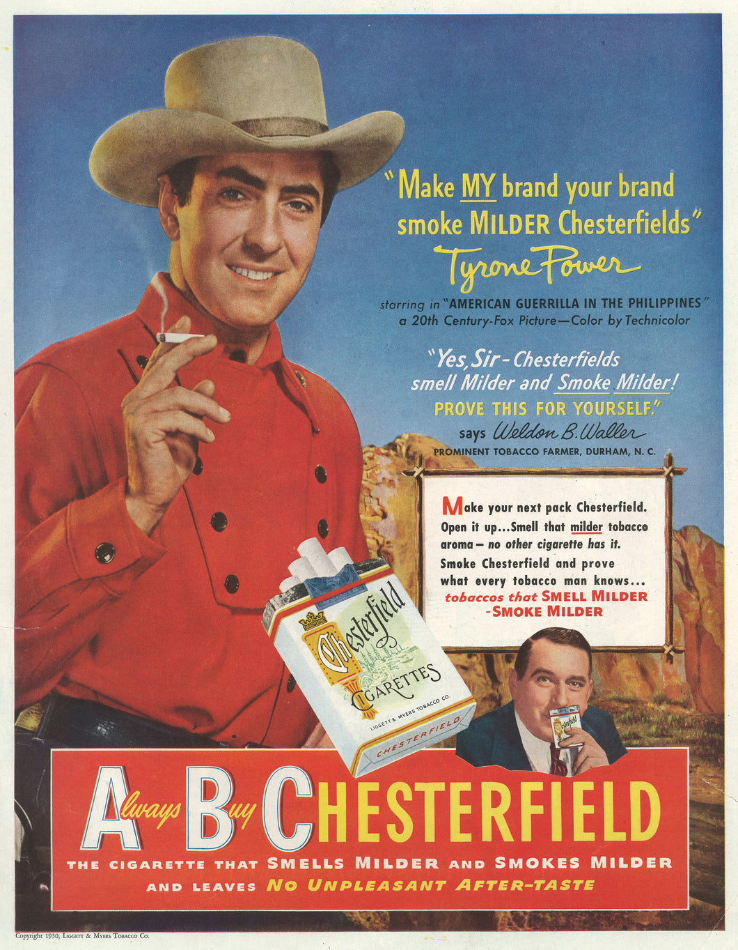 Chesterfield Cigarettes Advert 1950 Art Print