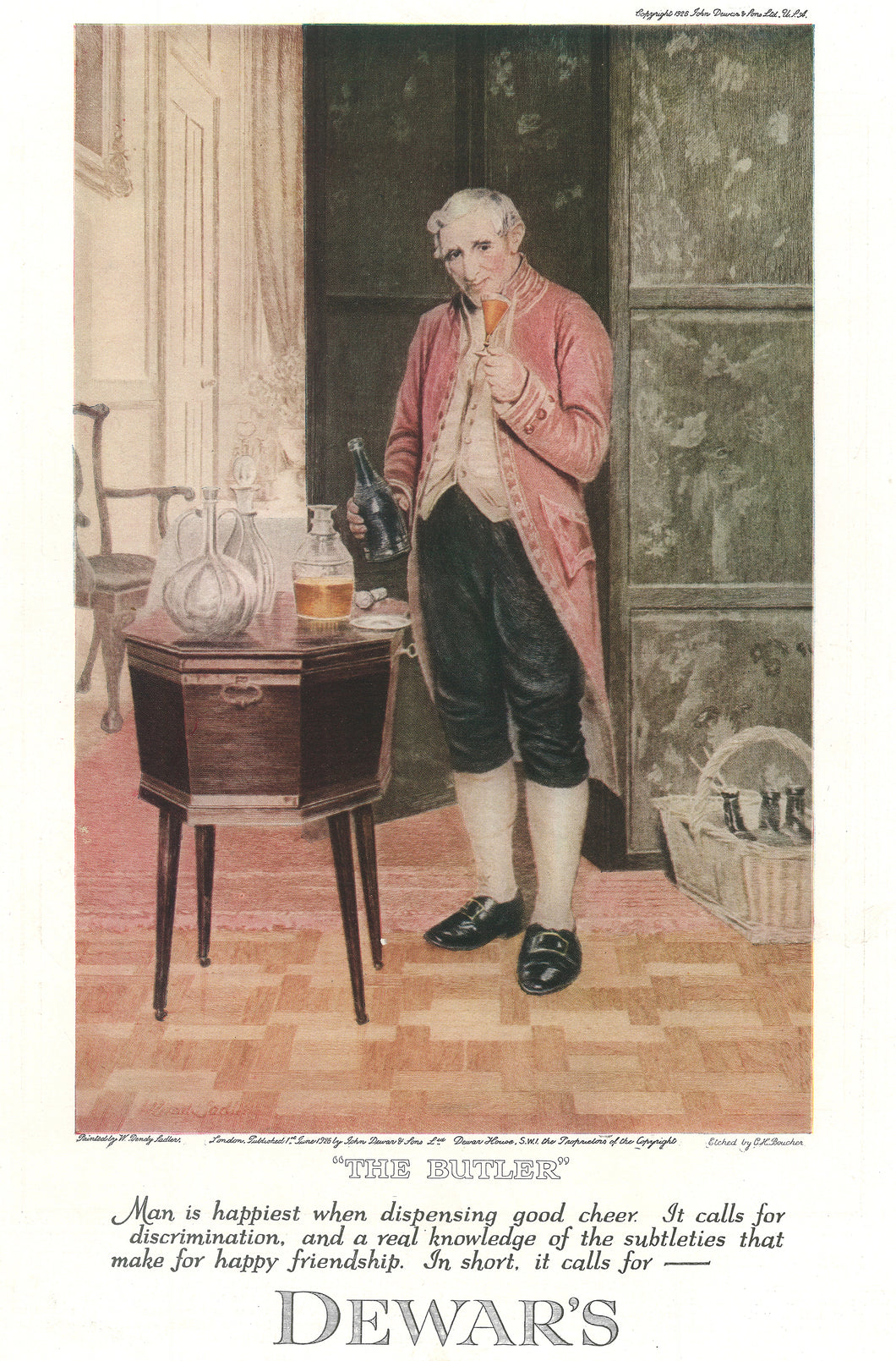 Dewars Advert 1927 (The Butler) Art Print