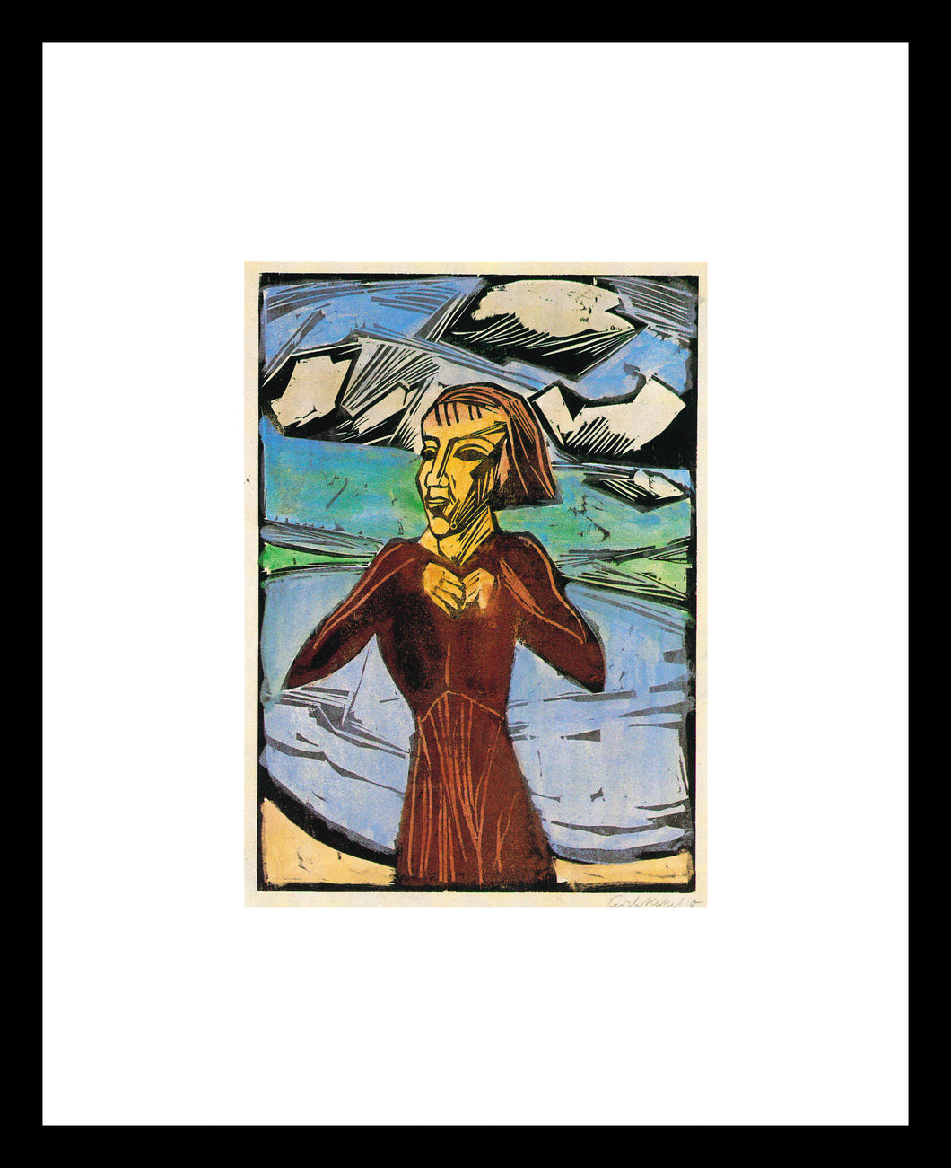 Enrich Heckel Madchen am Meer 1918 Window Mounted Tear sheet