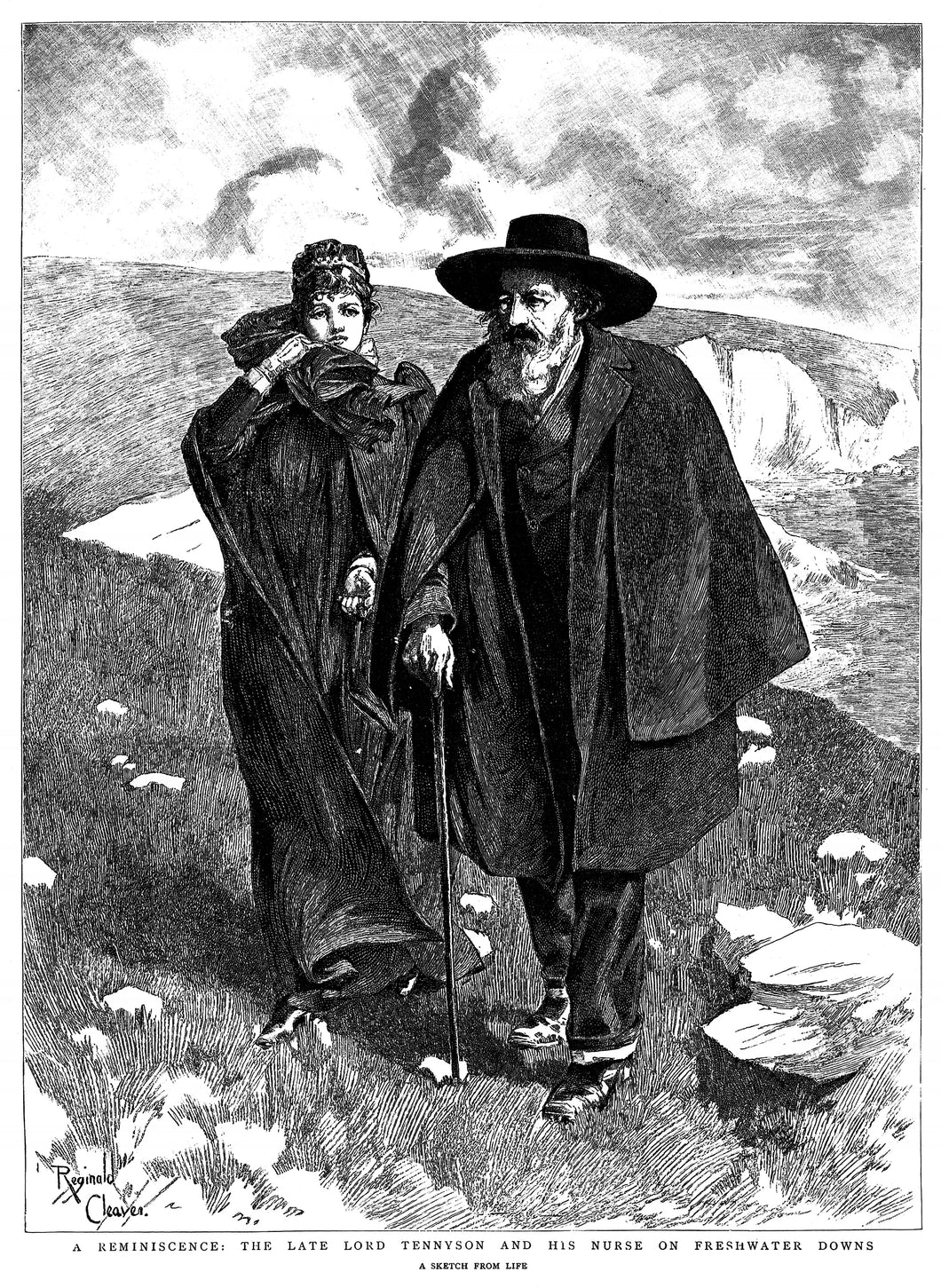 Alfred Tennyson and His Nurse on Freshwater Downs Art Print
