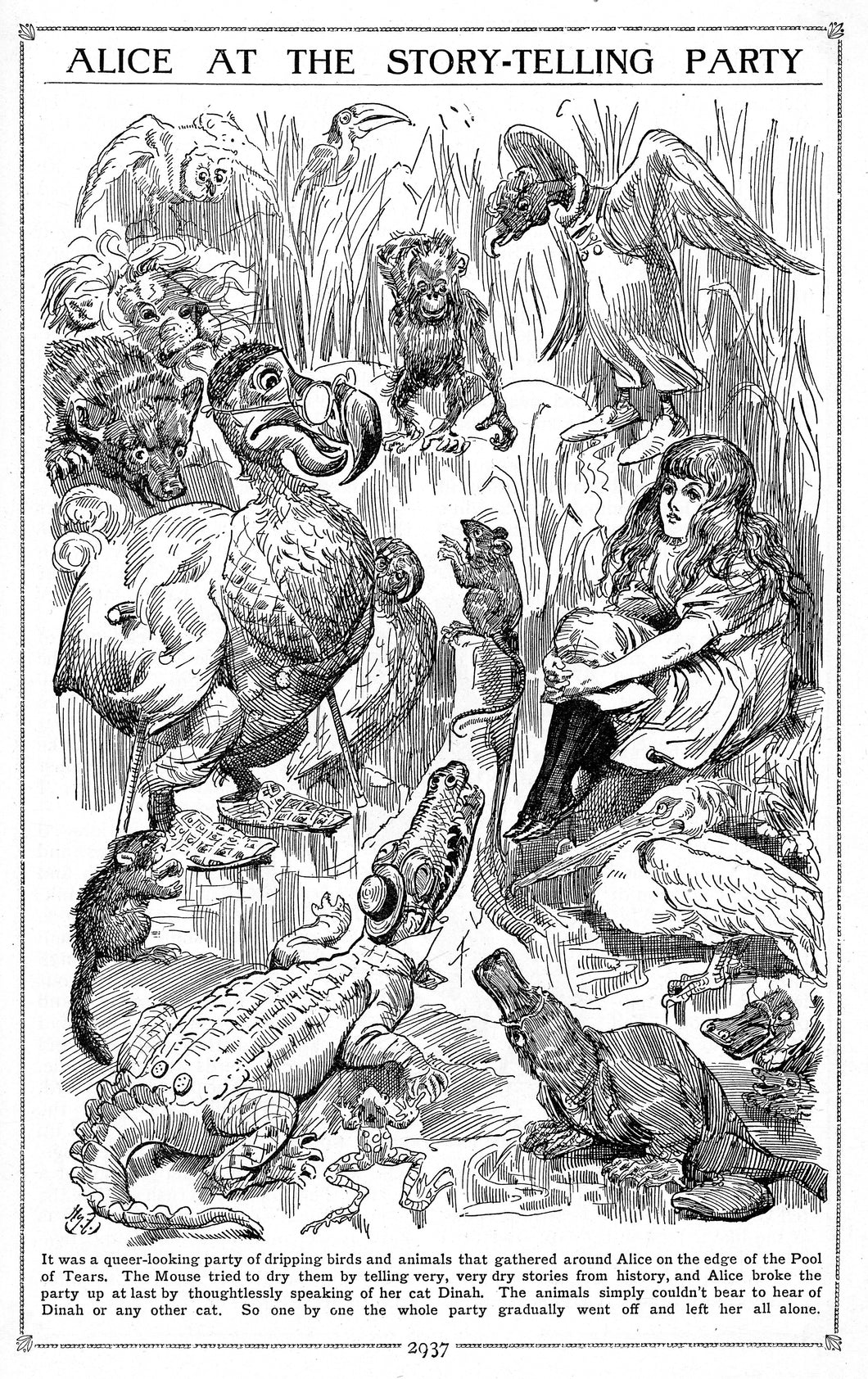 Alice at the Story telling Party (Alice in Wonderland) Art Print