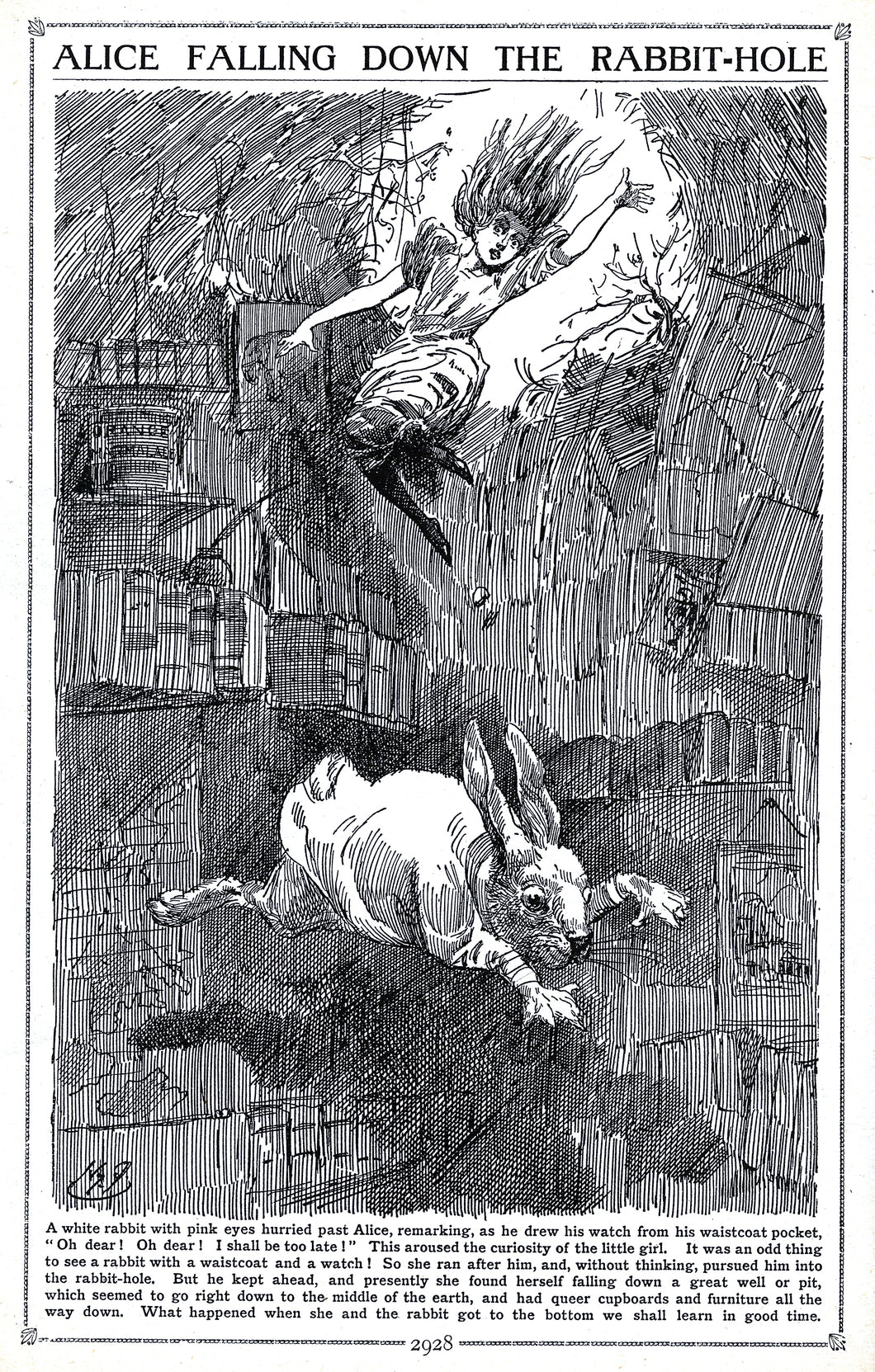 Alice Falling down the Rabit hole (Alice in Wonderland) Art Print
