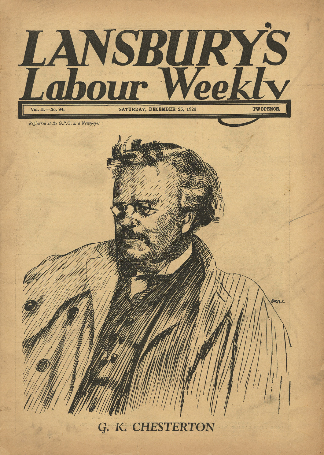 G K Chesterton - Lansburys Labor Weekly Art Print