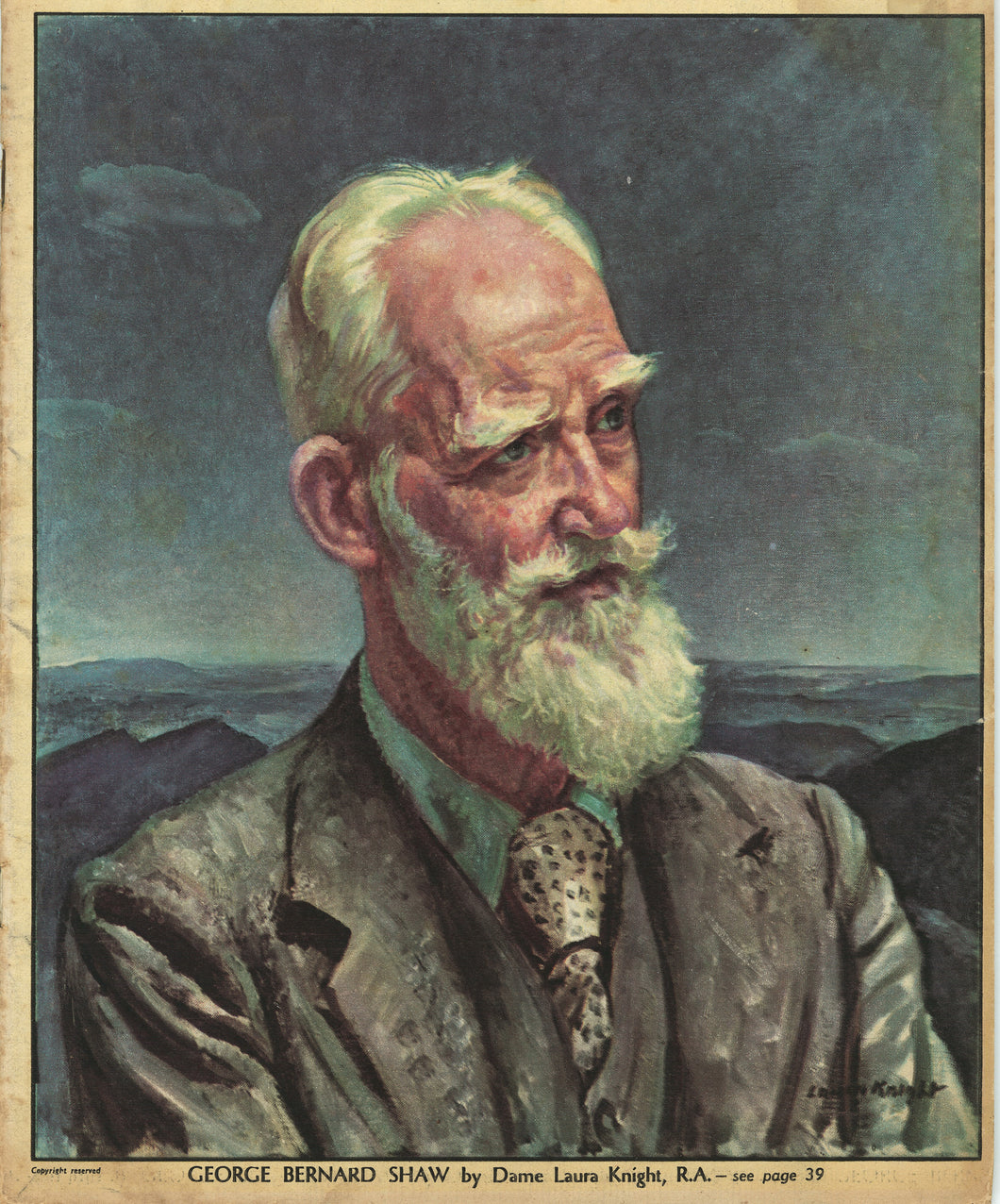 George Bernard Shaw by Dame Laure Knight Art Print