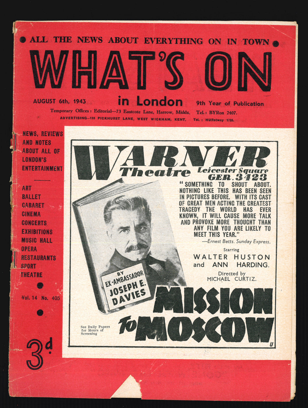 What's On No 405 Aug 6 1943