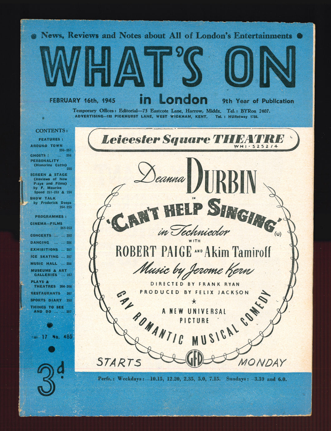 What's On No 485 Feb 16 1945