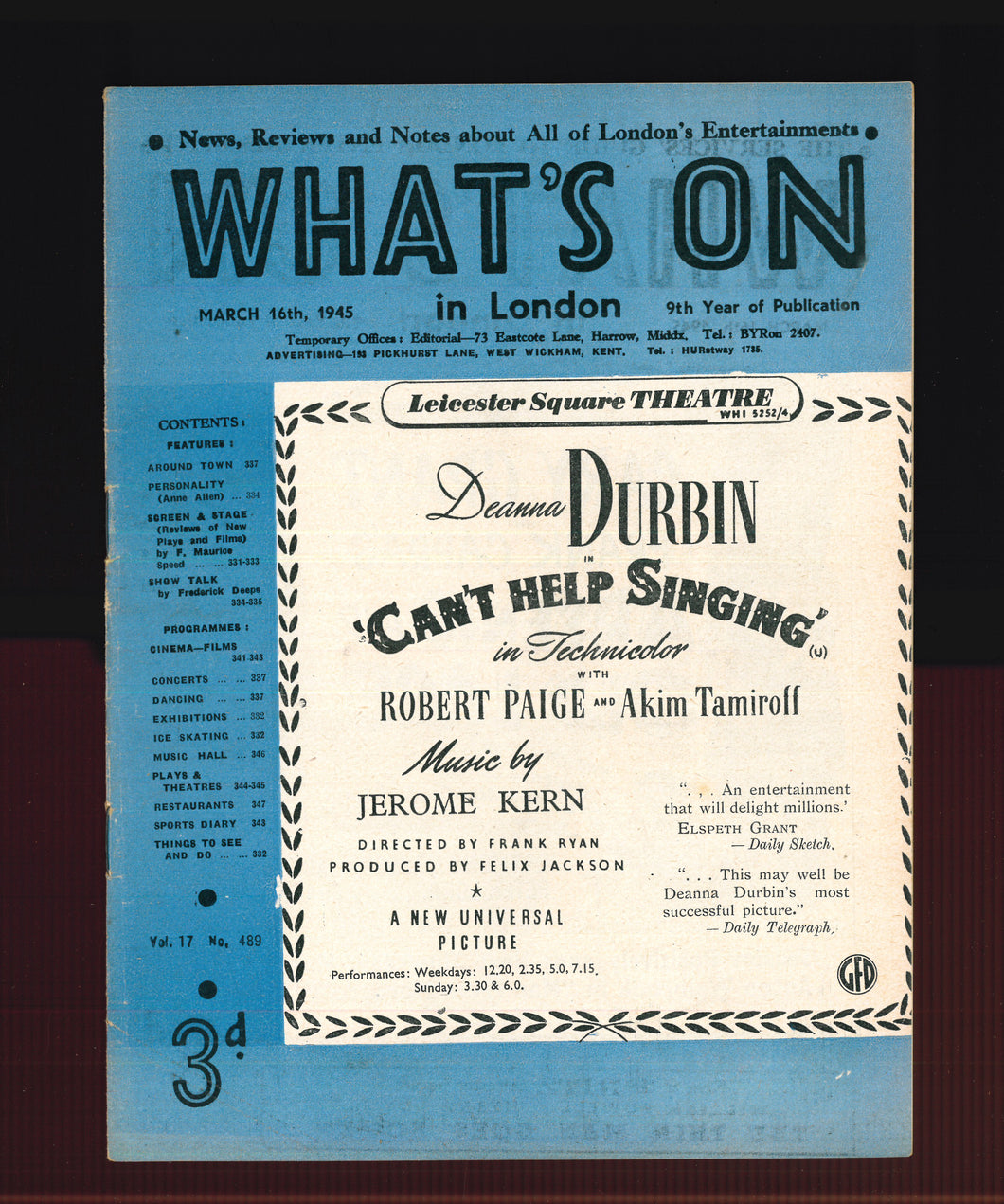 What's On No 489 March 16 1945