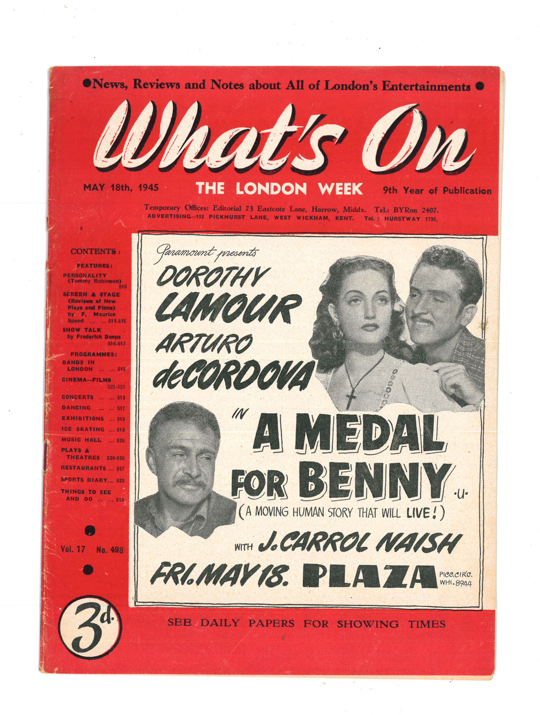 What's On No 498 May 18 1945