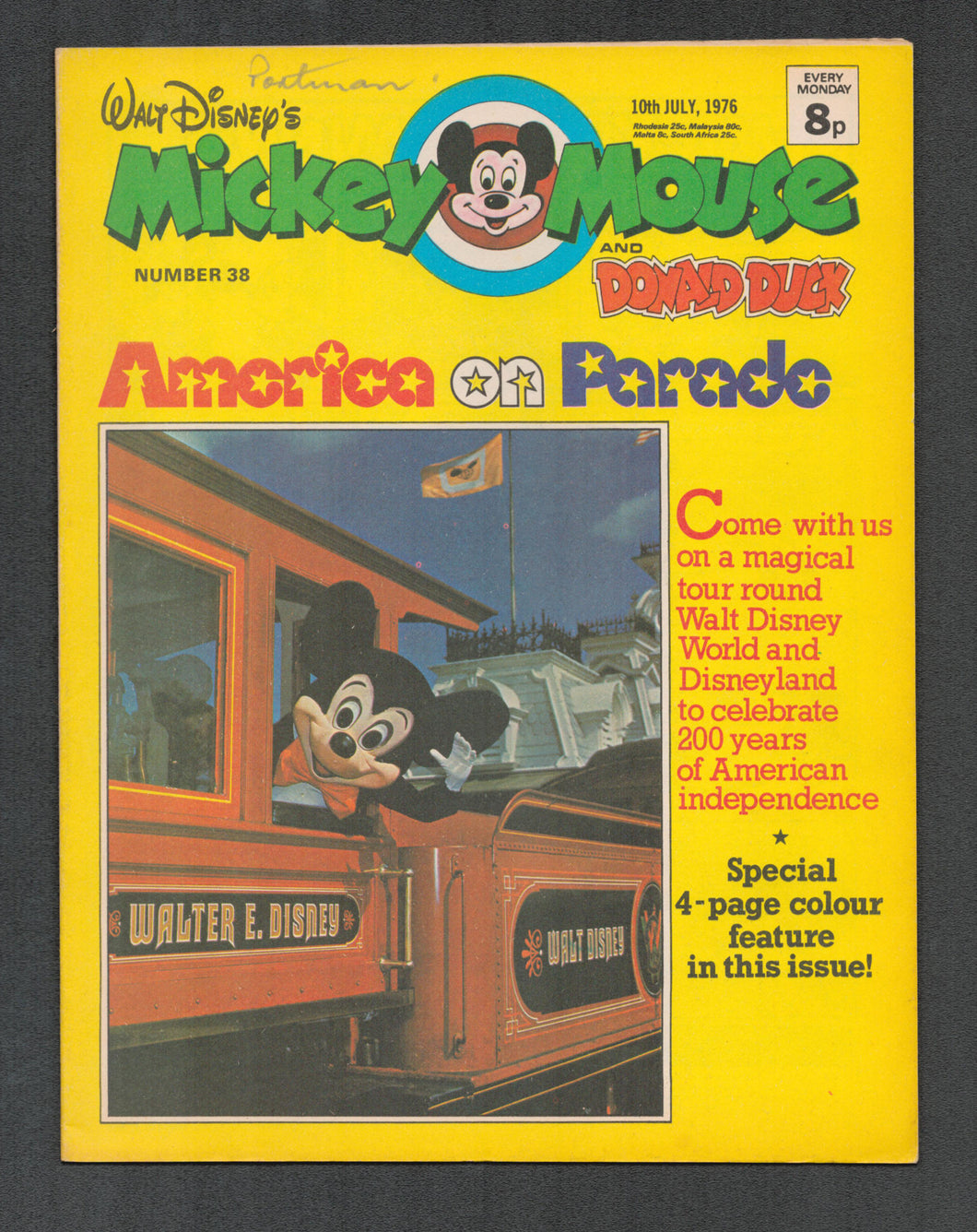 Mickey Mouse and Donald Duck No 38 July 10 1976