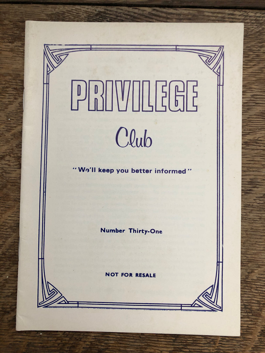 Privilege Club No 31