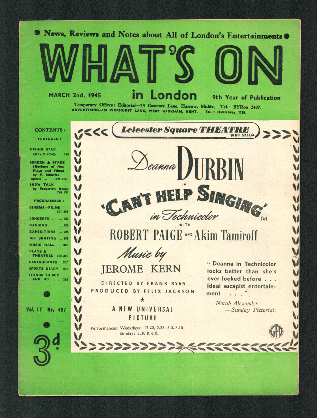 Whats on in London No 487 March 2 1945